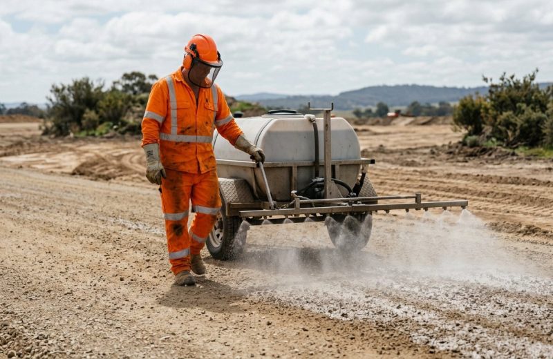Application du traitement liquide sur une piste